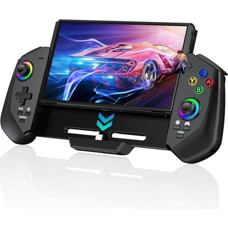 MWS-ForCamping Switch Controllers with Hall Joystick for Switch/OLED, Pro Remote Controller with RGB Light, Turbo, Dual Motor, 4 Game Slots, Wired Joypad Replacement for Switch Controller - Image 1
